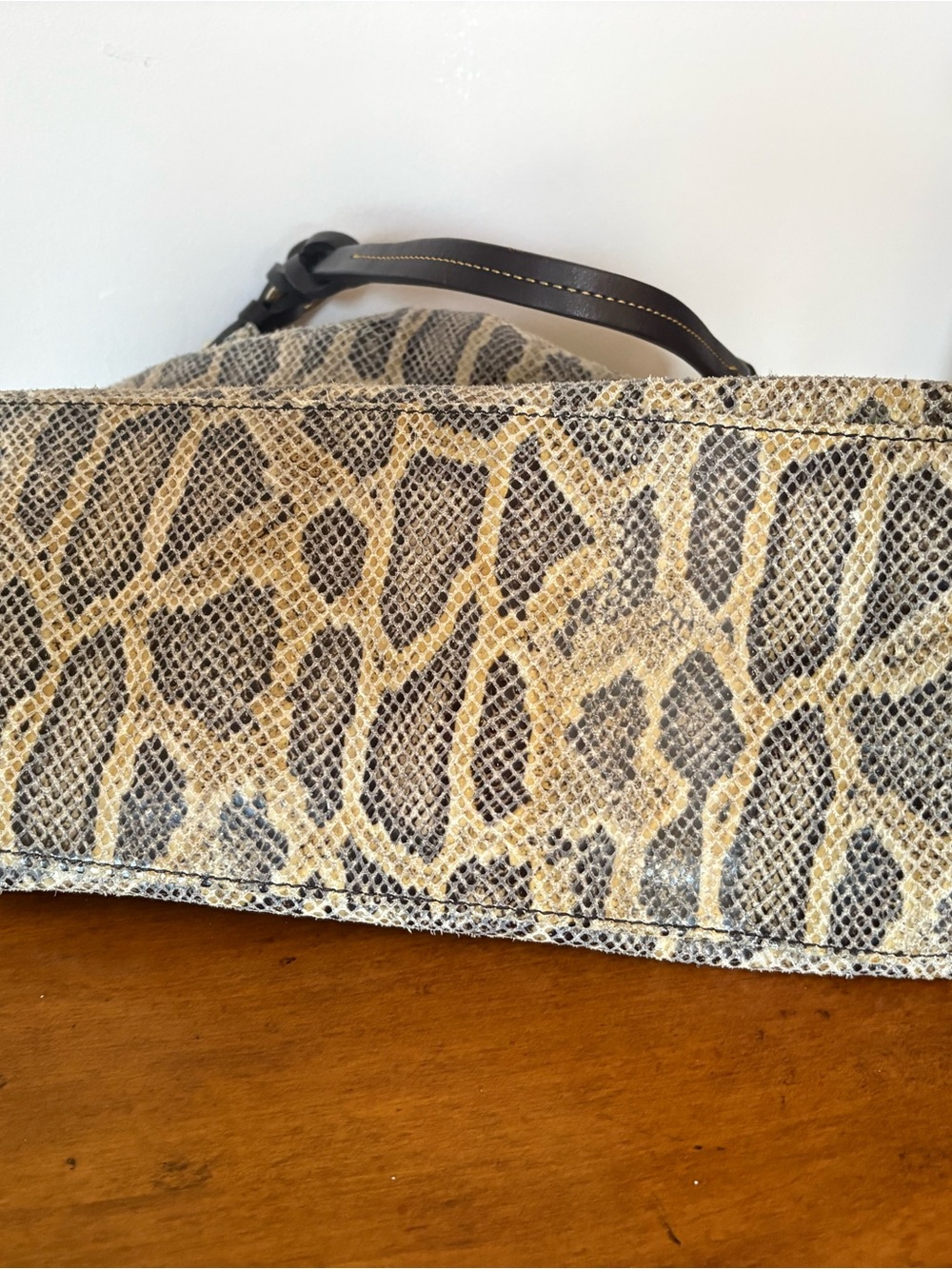 Dooney & Bourke Inspired Snake-Print Hobo Bag in Beige and Brown - Picture 4 of 8